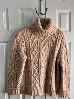 Banana Republic Beige Cable Knit Turtleneck Sweater